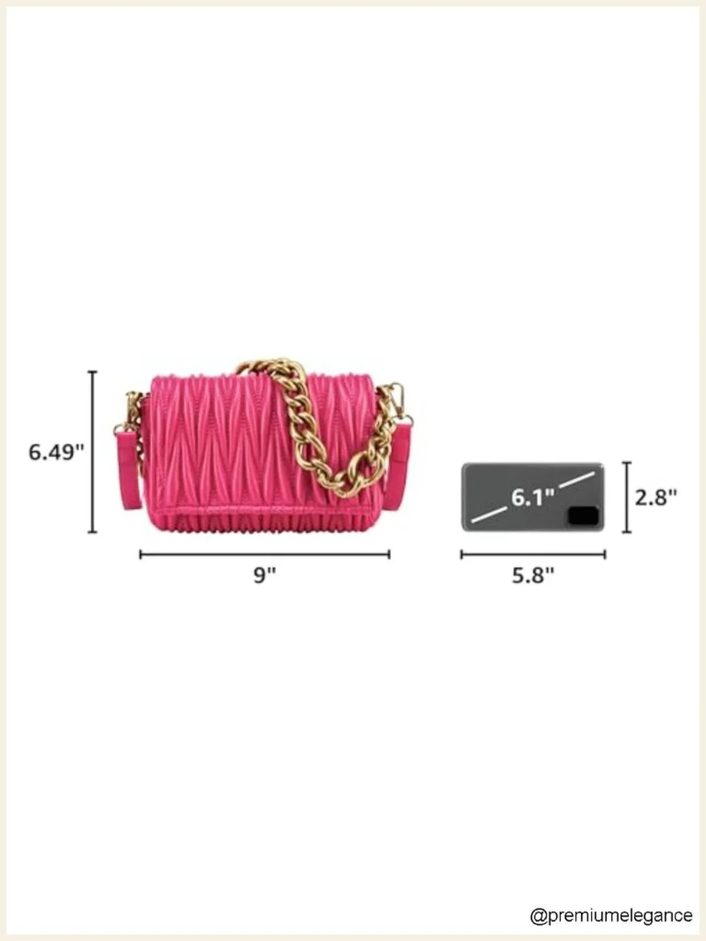 Quilted Faux Leather Satchel with Chain Strap Small Shoulder Bag